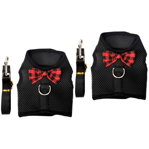 2 Sets Pet Vest Harness Dog Training Harnesses Ferret Travel Black