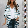 thumbnail image 3 of Tejiojio Cardigan 3/4 Sleeve Sweaters for Women Lightweight Petite Long Sleeve Printing Casual Tops Blouse with Pocket Cardigan, 3 of 6