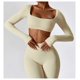 thumbnail image 3 of Tops cortos de yoga for mujer, camiseta de manga larga con cuello cuadrado, camisetas básicas elásticas ajustadas, camisetas deportivas for ejercicio al aire libre y gimnasio, 3 of 7