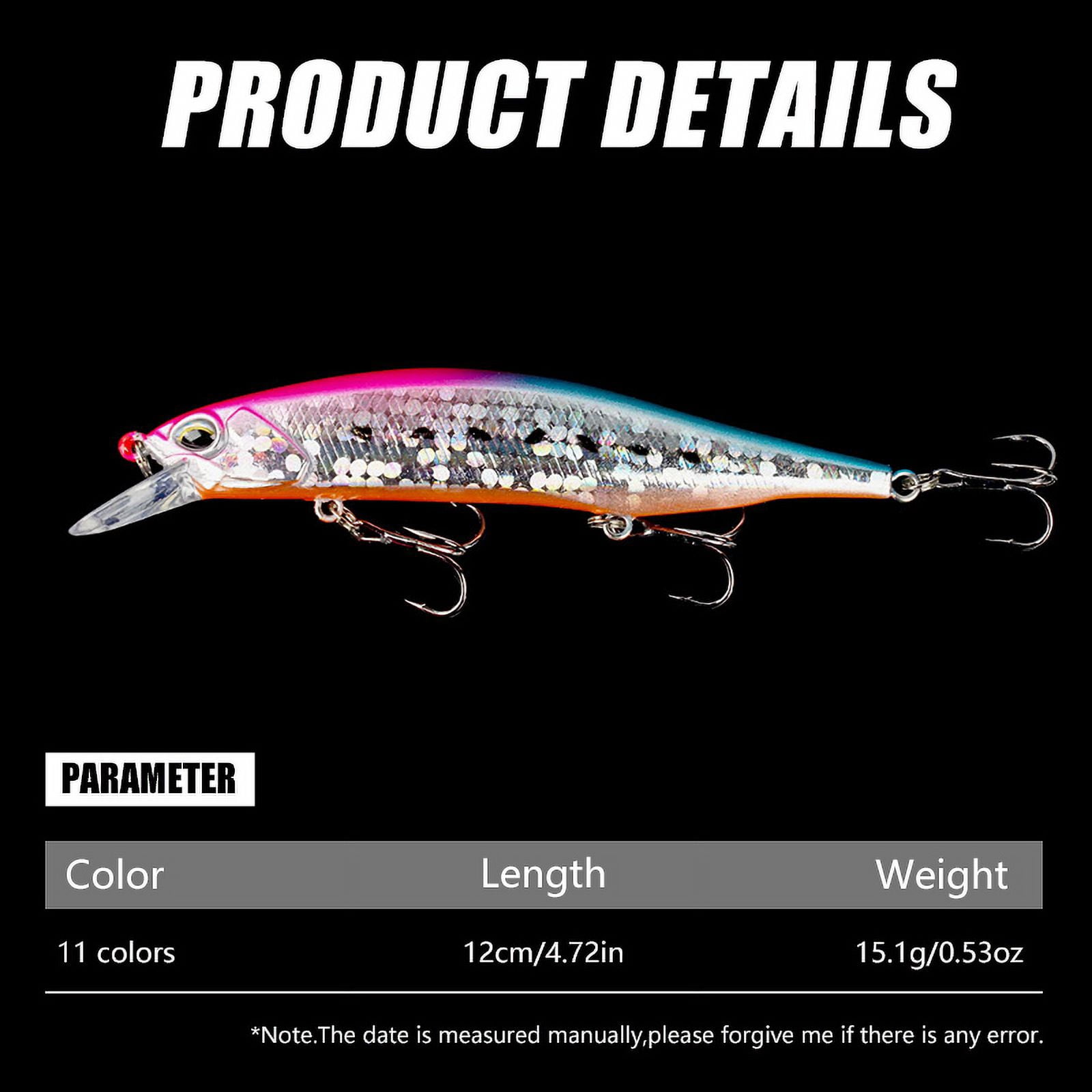 HENGJIA Fishing Lures Large Hard Bait Minnow VIB Lure with Treble Hook Life-Like Swimbait Fishing Bait Popper Crankbait Sinking Lure for Trout Bass Walleye Redfish