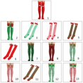 thumbnail image 3 of Medias a rayas para mujer Medias con lazo sobre la rodilla Calcetines largos Rojo Verde, 3 of 5