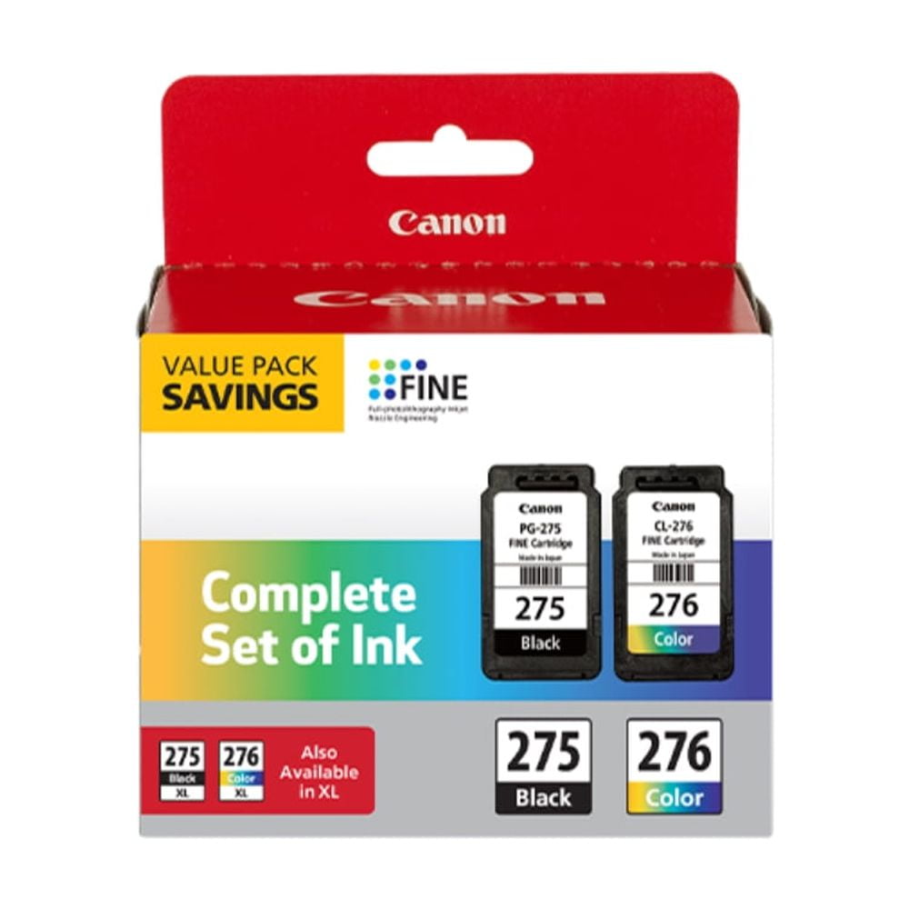 Canon PG-275 Black, CL-276 Color Ink Cartridges, 5.6 ml, 6.2 ml