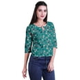 thumbnail image 2 of Moomaya Printed Keyhole Neck Ring Top Casual 3/4th Sleeve Tees Tank Tunic Top, 2 of 6