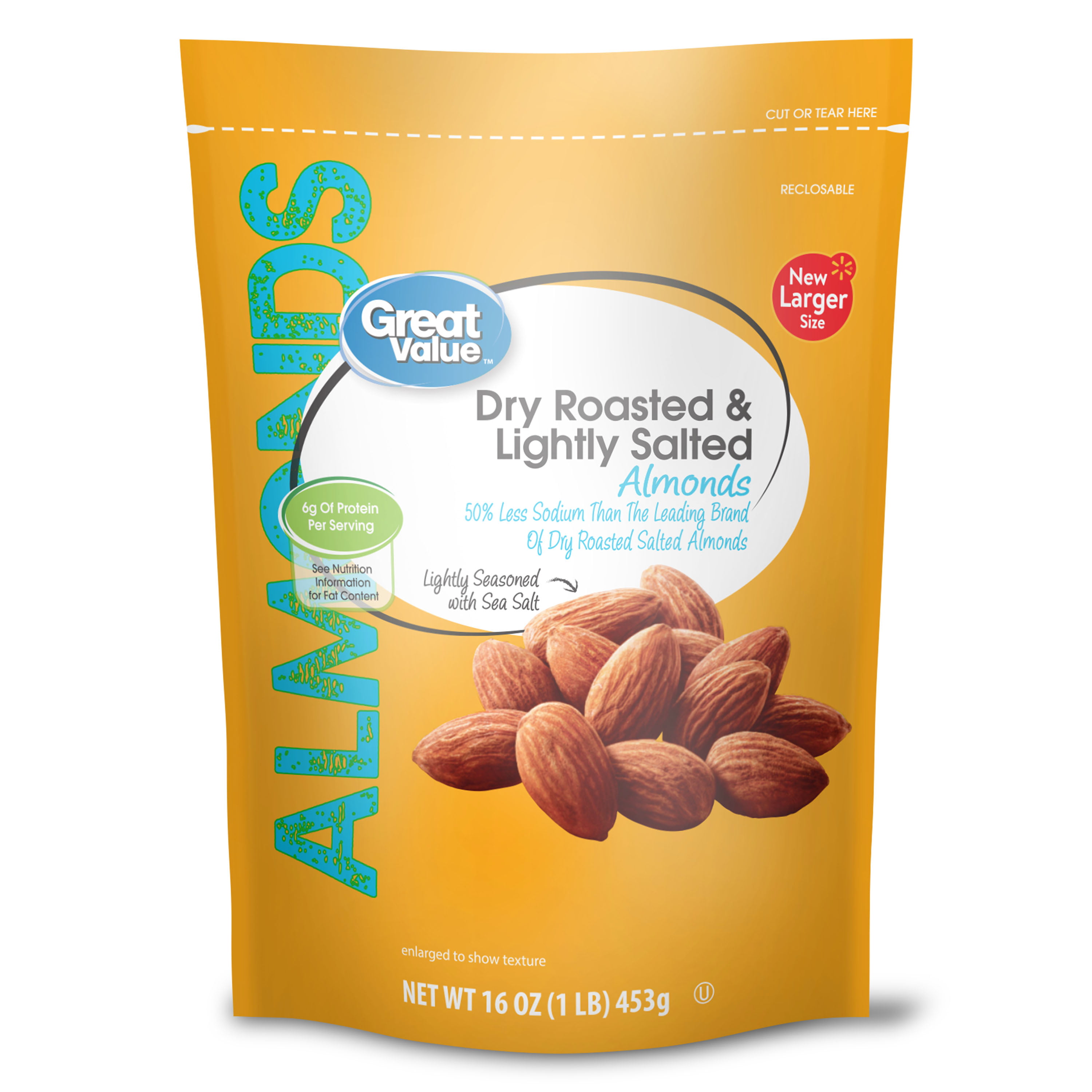 Great Value Dry Roasted & Lightly Salted Almonds, 16 Oz