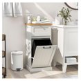 thumbnail image 2 of Tilt Out Laundry Hamper Cabinet, 10 Gallon White Wood Hamper with Drawer & Bamboo Top, Bathroom Storage Organizer for Bedroom, Living Room, 2 of 8