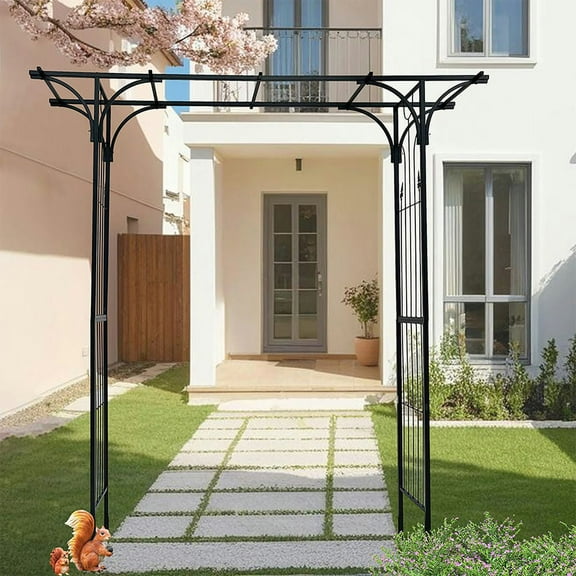 Topcobe Metal Garden Arch Garden Arbor Trellis Climbing Plants Support Arch, Outdoor Arch Wedding Arch Party Events Archway for Garden Patio Backyard, Black