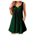 thumbnail image 2 of Vestido De Mujer Chaleco Con Botones Plisados ​​Camiseta Vestido Sin Mangas Con Bolsillo Casual, Verde Oscuro, S Advancent AP002060-26, 2 of 6