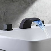 Senlesen Black Led Widespread Bathroom Basin Sink Faucet Mixer Tap