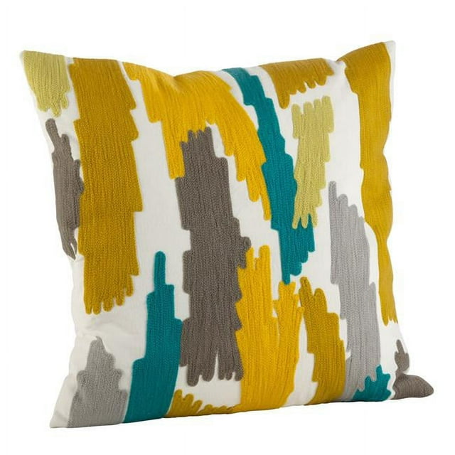 SARO 4855.CS20S 20 in. Square Bright Brushstroke Down Filled Throw Pillow Chartreuse