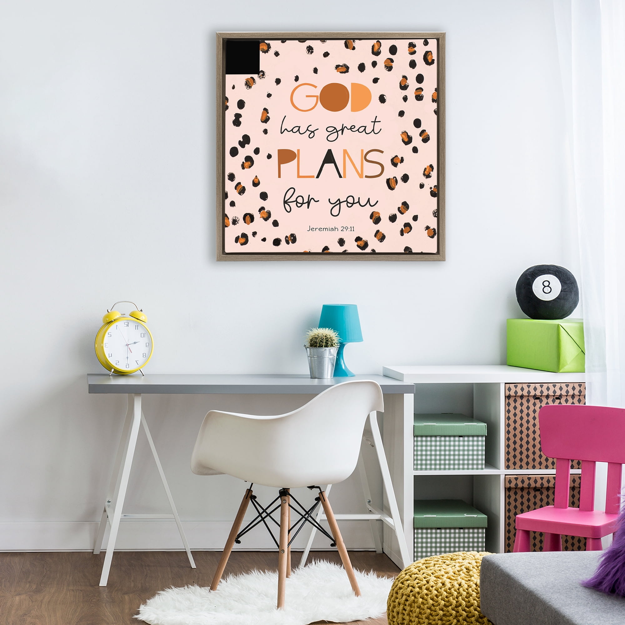 Stupell Industries God Has Plans For You Brown Framed Floater Canvas Wall Art, design by Patricia Pinto