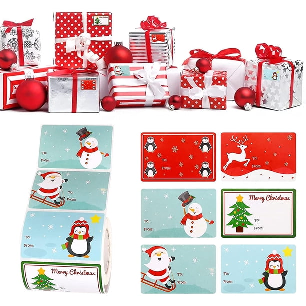 300 etiquetas adhesivas navideñas, 1 rollo, papel adhesivo navideño, etiquetas con nombre, etiquetas para regalos de Navidad, pegatinas autoadhesivas, pegatinas de regalo para festivales, nacimientos