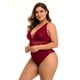 thumbnail image 3 of Gibobby Conjunto de lencería 14XL Plus Body con cuello en V Ropa de dormir Encaje Nueva lencería Sexy Talla sin espalda Mujeres Íntimos(Vino, XXL), 3 of 5