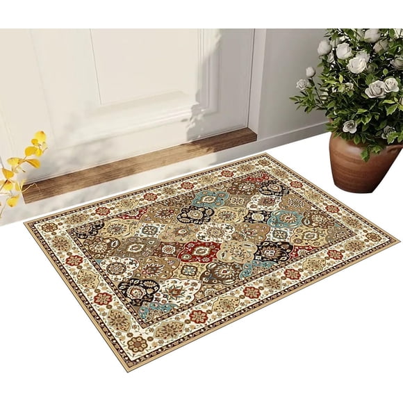Alfombra de Puerta Persas Tapete para Entrada Tribal Bohemio Felpudo de Bienvenida Antideslizante para Interior Exterior Alfombra Decorativa para Entrada Alfombrilla Puerta Delantera Lavable 80*50cm