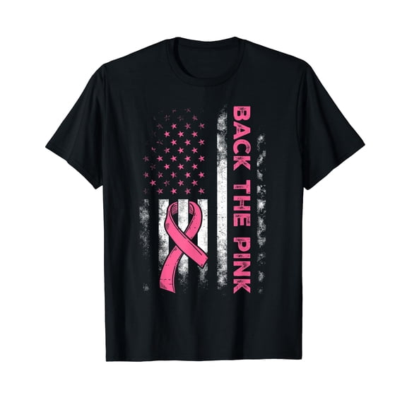 Back The Pink Us Flag Breast Cancer Awareness Women Men Kids T-Shirt