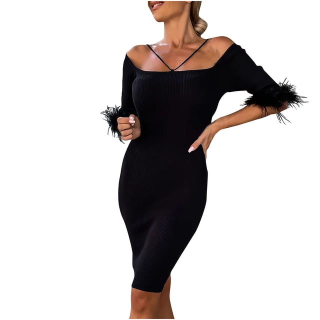 CEHVOM Robe Mode Femme Bandage Pli Manches Mi-Longues Florale Couleur Unie Mini Robe en Solde