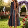 thumbnail image 4 of Karymi Floral Print Crew Neck Long Sleeve Midi Dress, Gathered Empire Waist Loose Flowy Casual Spring Summer Vacation Sundress Plus Size Dresses, 4 of 7