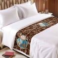 thumbnail image 4 of Bed Runner Scarf for Twin Size Bed, Coffee Beds Scarf Throws for Foot of Bedding, Brown Teal Pastoral Vintage Art Decorative Beds Runners for Bedroom Guestroom, 71"x20", 4 of 8