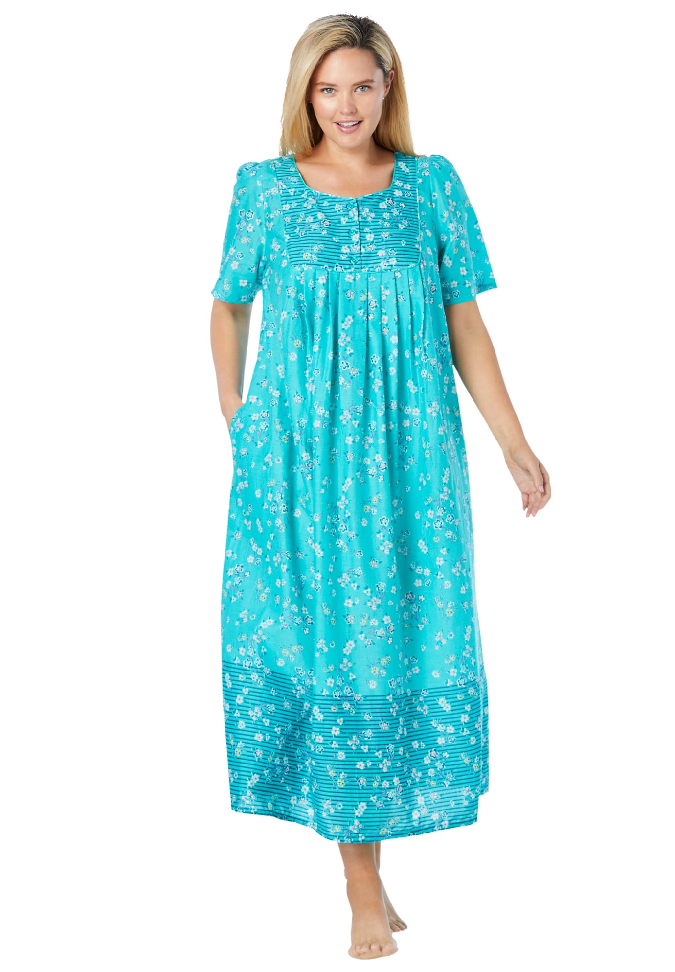 Only Necessities Women's Plus Size Petite Bib Front Dress or Nightgown ...