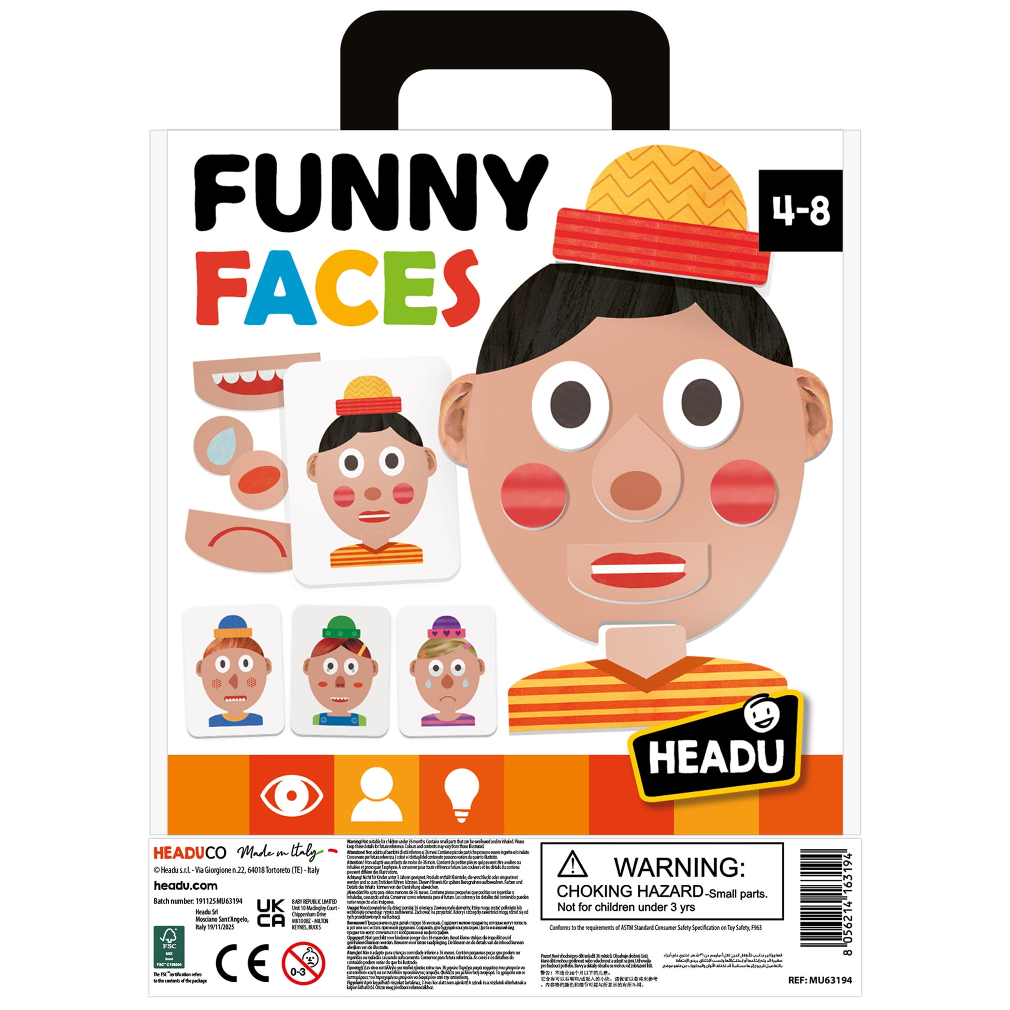 Headu: Funny Faces - Bingo Game, Creativity That Makes You Laugh, Recognize Emotions & Facial Expressions, Memory & Imagination, Kids 4+, 1-4 Players