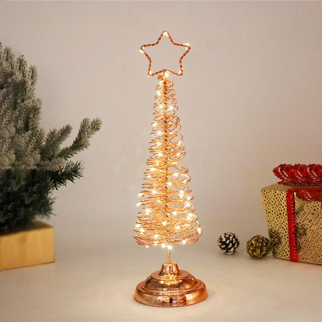 Boovnll Mini Christmas Tree, Christmas Led Light Tree Mini Luminous Wrought Iron Christmas Tree, Christmas Decorations, Christmas Tree, Small Christmas Tree