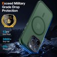 thumbnail image 4 of Strong  for iPhone 15 Pro Max Case, [Compatible with Magsafe] [13FT  Grade Drop Protection] Slim Shockproof Translucent Matte Case for iPhone 15 Pro Max 6.7 inch - Midnight Green, 4 of 16