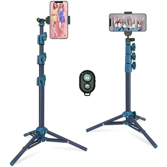 Selfie Stick & Tripod IBAOLE , Integrated, Portable All-in-One Professional, Heavy Duty, Lightweight, Bluetooth Remote for Apple & Android Devices, Separable Tripod Feet, Extends to 50", Pink Blue