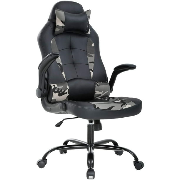 Chaise de bureau ergonomique, chaise de jeu blanche à dossier haut avec  support lombaire, chaise d'ordinateur PC, chaise de course, chaise de  bureau en PU, chaise de bureau ergonomique pivotante pour maux