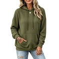 thumbnail image 2 of SYwaren Waffle Knit Hoodie for Women Long Sleeve Crewneck Sweatshirt Solid Color Tops, 2 of 7
