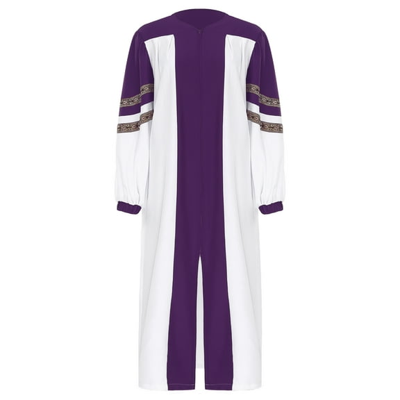 Miutii Women Long Sleeve Front Zip Clergy Robe Choir Robes Pulpit Pastor Robe Liturgical Vestment Purple S