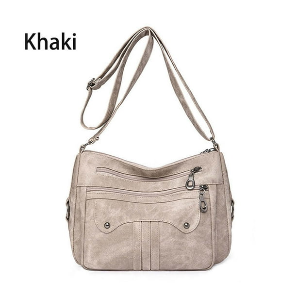 Multi Functional Large Capacity Shoulder Bag Large Capacity Shoulder Bag Washed Leather Bag Fashionable Mom Bag