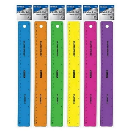 Bazic 315 12'' (30cm) Shatterproof Flexible Ruler Pack of 24