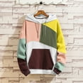 thumbnail image 5 of safuny Men's Fashion Patchwork Color Block Pullover Crew Neck Sweatshirts Loose Hoodies Shirts Big&Tall Workout Clearance Long Sleeve Tops Pockets Casual Drawstring Retro Pink XXXXL, 5 of 8