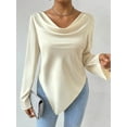 thumbnail image 6 of Women'S Draped Cowl Neck Bell Long Sleeve Asymmetrical Hem Blouse Top Color M, 6 of 9