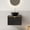 24''Bowl Stone Black Vessel, variant on LHSHID 30"Bathroom Vanity Sink,Wall-Mounted Floating Plywood Storage Cabinet,Twill Double Doors with Metal Trim,Transparent Black Round Glass Basin Black Sintered Stone Top,Black