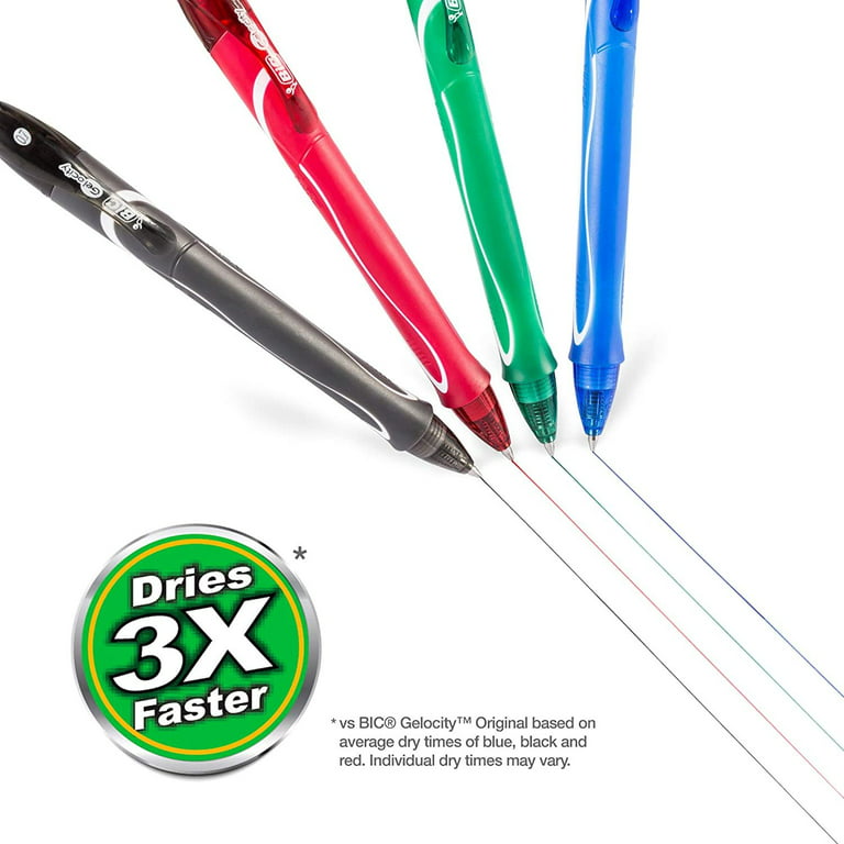  BIC Gel-ocity Original Black Gel Pens, Medium Point (0.7mm),  12-Count Pack, Retractable Gel Pens With Comfortable Grip : Office Products