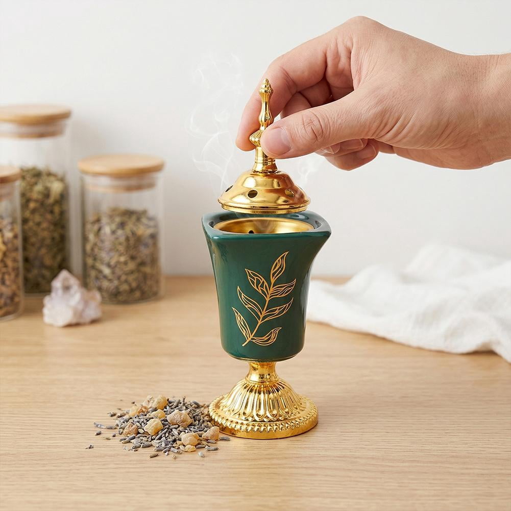 Electric Incense Burner, Vintage Arabian Electric Incense Burner Tabletop Decorative Incenses Holder, Portable Burners for Home Festival Yoga and Spa Room Decor