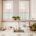 thumbnail image 3 of 3 Piece Kitchen Curtains and Valances Set Peach Pink Green Ombre Cafe Curtains 36 Inch Length Farmhouse Stripe Modern Valance & Tier Curtain for Living Room Bedroom Small Window 54"x18"+27"x36"*2, 3 of 6