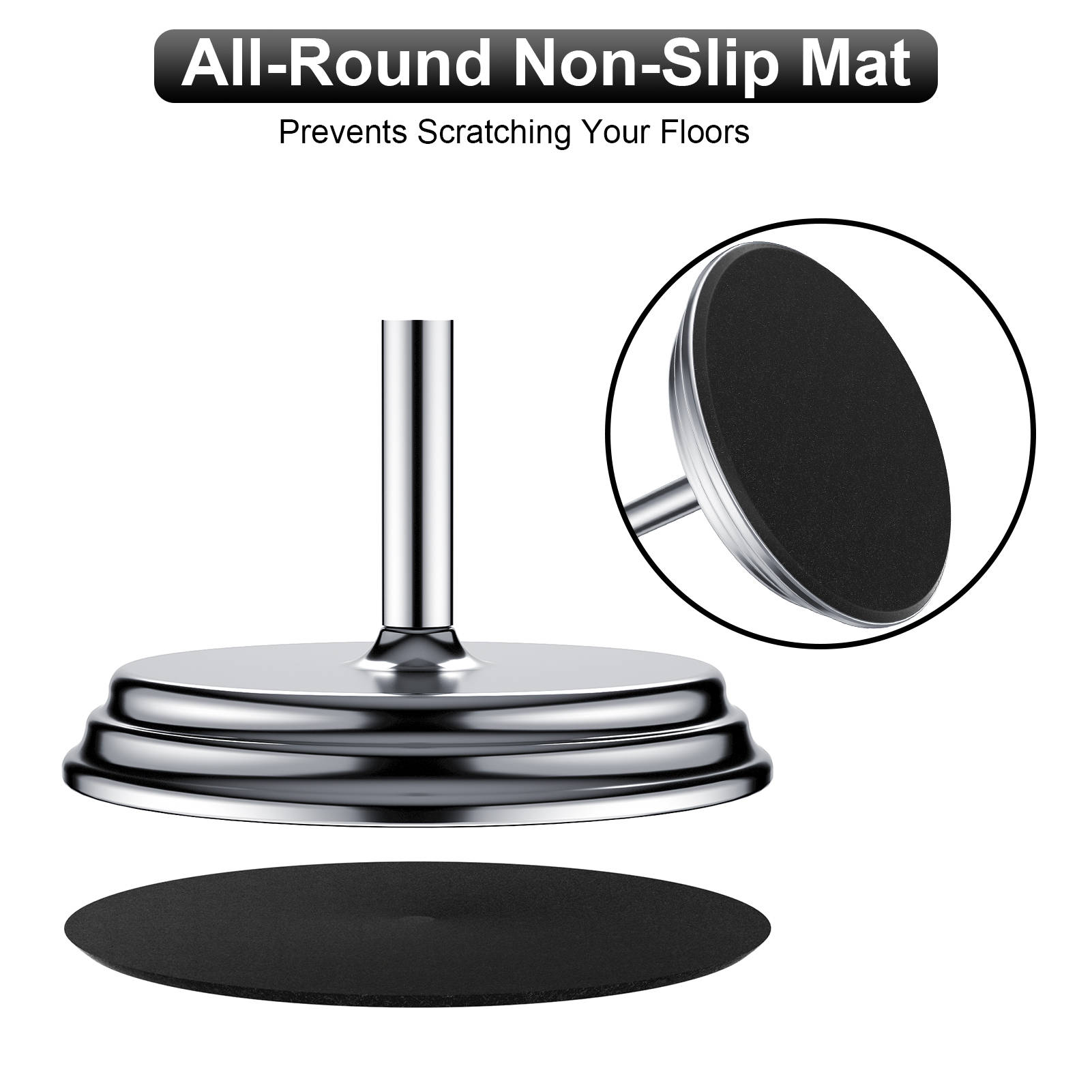 KASUNTO Freestanding Metal Toilet Paper Holder with Rustproof Finish (Polished Chrome)