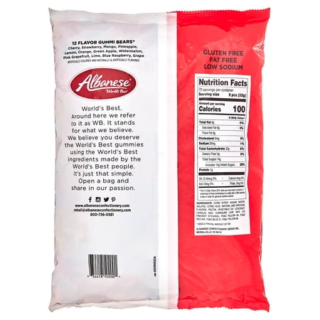 ALBANESE WORLD’S BEST 12 FLAVOR GUMMI BEARS, 5LBS, VALUE SIZE, GLUTEN-FREE