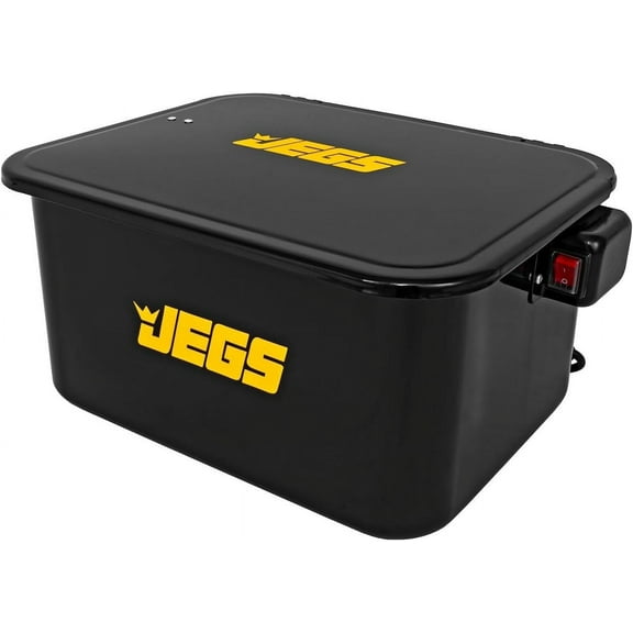 JEGS 5-Gallon Portable Parts Washer | 3.5 Gallon Solvent Capacity | 3.96 Gallon Per Minute Max Pump Output | Heavy Duty Steel | Powder Coated Black with JEGS Logo