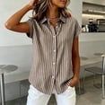thumbnail image 4 of Lenpel Button down Shirts for Women Short Sleeve Collared Striped Cotton Linen Tops Business Casual Blouses, 4 of 6