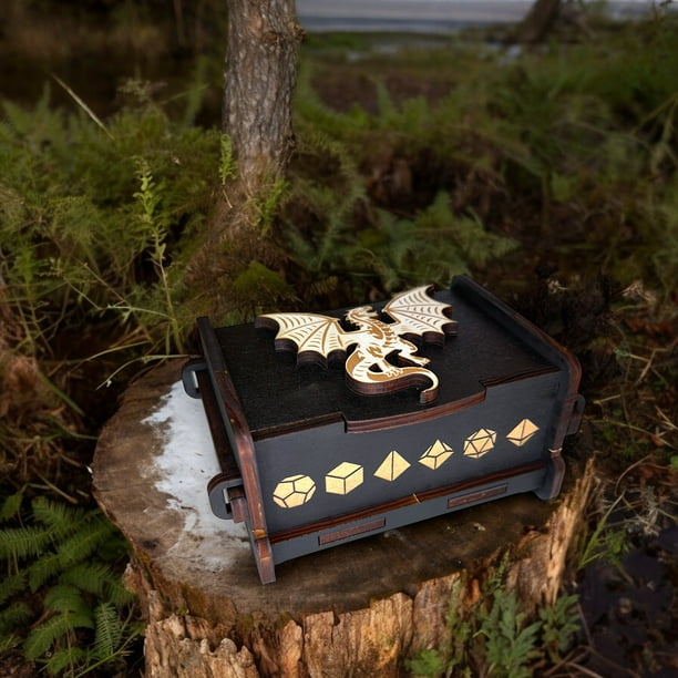 Dice Box - Black - The White Dragon - 6x4x3 Dice Box - Black - The White Dragon - 6x4x3