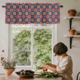 thumbnail image 5 of Retro Kaleidoscope Window Valance Curtain Blue Argyle Pattern Rod Pocket Short Curtain for Living Room, Bedroom & Kitchen Window Decor 42x12in, 5 of 8