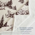 thumbnail image 4 of Indigo Hill White Pine Throw Pine Tree Nature Mountain Bear Deer Elk Print Cabin Sherpa Fleece Blanket, 54x68 inch, 4 of 6