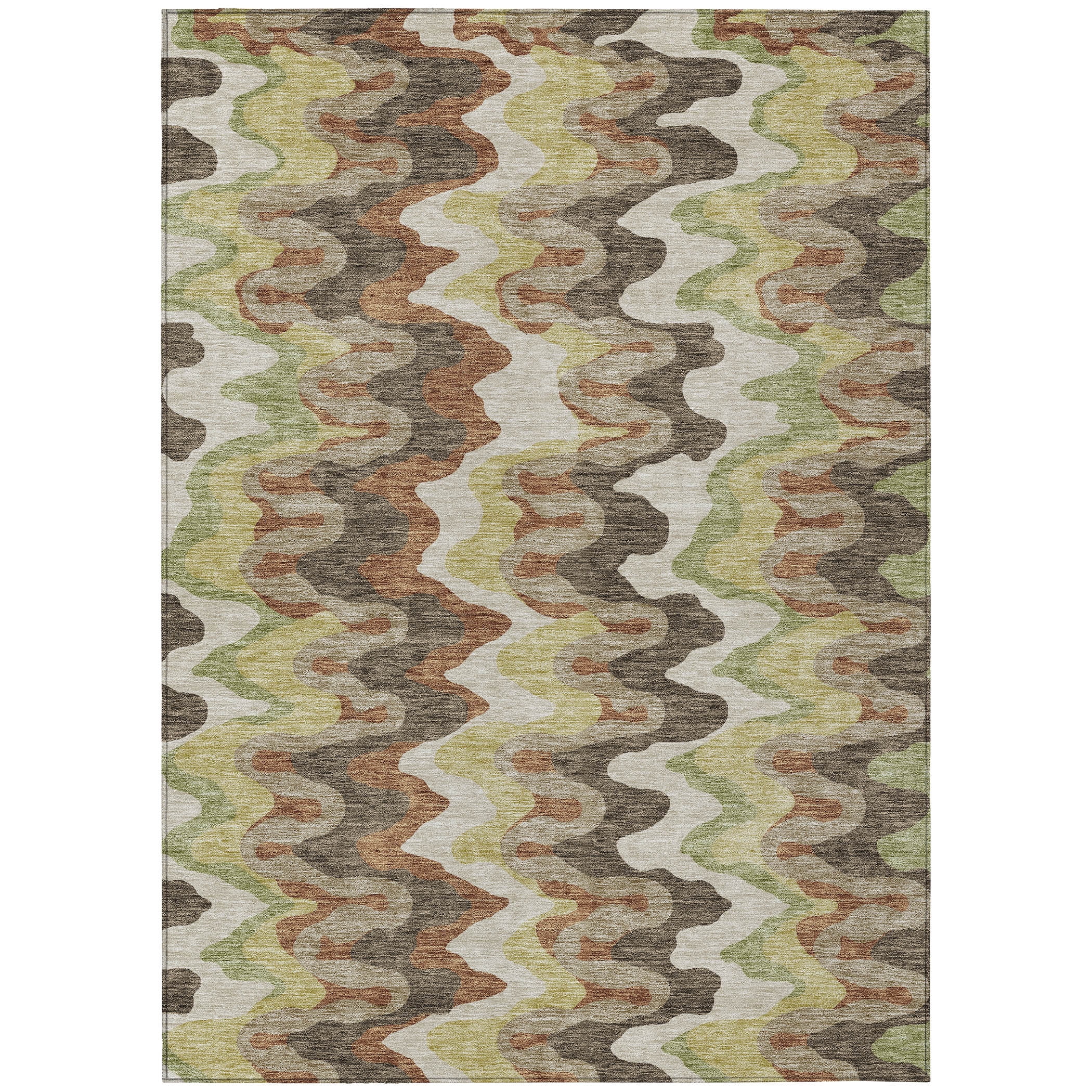 Addison Rugs Chantille Indoor/Outdoor Transitional Waves Chocolate Washable Rectangle Rug, 8' x 10'