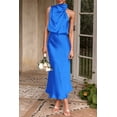 thumbnail image 4 of Vestido PRETTYGARDEN 2025 Verano Satén Sin Mangas XL Azul, 4 of 8