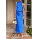 thumbnail image 4 of Vestido Maxi de Satén sin Mangas con Cuello Simulado para Mujer PRETTYGARDEN Talla S, 4 of 8