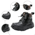 thumbnail image 6 of Boys Snow Boots Chunky Platform High Top Winter Hiking Booties Lace up Side Zipper Waterproof Leather Sneakers Black 3.5 Big Kid, 6 of 6