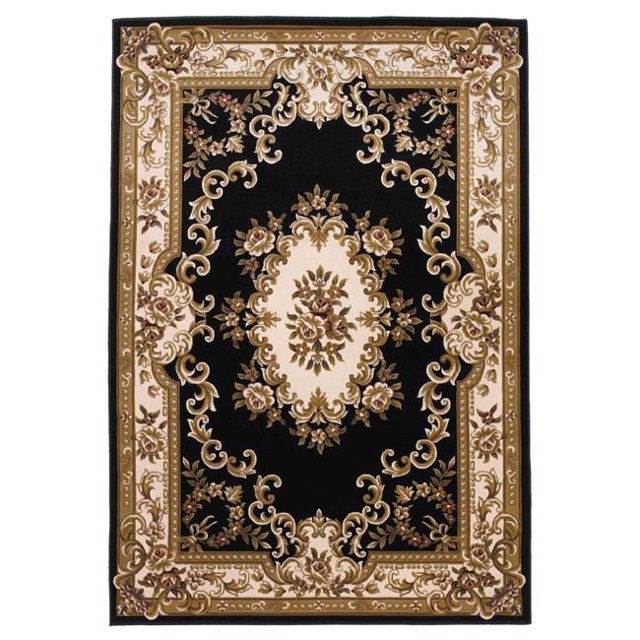 HomeRoots 353279 2 ft. 3 in. x 3 ft. 3 in. Polypropylene Black & Ivory Area Rug