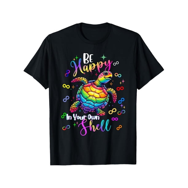 Camiseta de concienciación sobre el autismo "Tortuga arcoíris: Sé feliz en tu propio caparazón" (Camisetas de ocio)